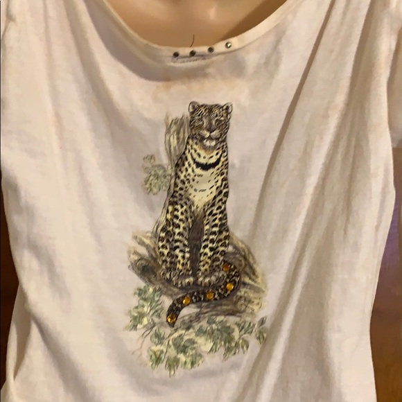 Long-sleeved Cheetah bejeweled rhinestone stud top - Picture 7 of 8